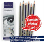 Faber-Castell Graphite Sketch Pencil Set - 6 Graphite Pencils (2H, HB, B, 2B, 4B, 6B), Drawing Pencils and Sketching Supplies