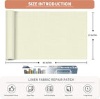 Fine Linen Repair Patches, Self-Adhesive Linen Fabric Patches, 12X40 inch Extra Size, Multi Color, Can be Used for Linen Sofa Repair and Linen Clothes Repair(12" x 40",Beige 3.0)