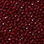 0.88 oz (25g, Approx. 600pcs) Faceted Fire Polished Pressed Czech Glass Beads 3mm (0.12in), Bohemian Dark Ruby Red - 90100
