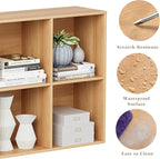 Wooden Cube Storage Organizer with Closed Back Panel, 11in Cube Shelf Opening, Bookshelf, Display Shelf,Closet Cabinet for Home and Office (Natural Oak, 6-Cube 35.98L*9.45W*24.09H)