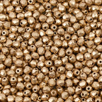 100 pcs Faceted Fire Polished Pressed Czech Glass Beads 3mm (0.12in), Aztec Pale Gold - 01710