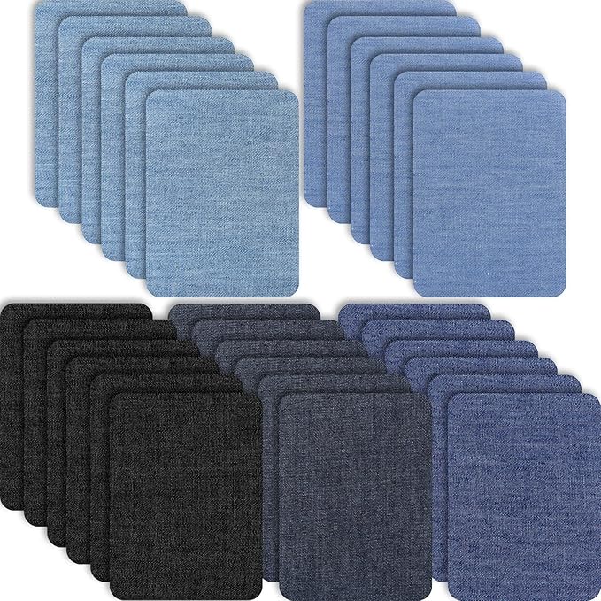 30 Pieces Iron on Patches for Clothing Repair Fabric Patches Iron on for Denim Jean Repair Patch Decorating Kit Repair Canvas Fabric for Puffer Down Jacket (Vivid Colors)