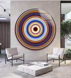 My Photostation.com 27.5''(70cm) Diameter Colorful Concentric Circles Round Glass Wall Art Tempered Glass Printing Wall Decor Large Wall Art Wall Hangings