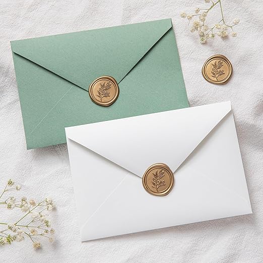 PONATIA Antique Gold Wax Seal Stickers - 50 Pcs Self- Adhesive Wedding Seal Stickers, Perfect for Wedding Invitation Cards, Envelopes Christmas Cards, Gift Wrapping, Party Menu Decor
