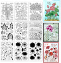 ORIGACH 9 Sheets Plants and Flowers Clear Stamps Silicone Transparent Stamps for Card Making Decoration and DIY Scrapbooking
