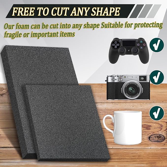8 Pcs Polyethylene Foam Pads for Packing Foam Sheets 2 Size Cuttable High Density Cushioning Inserts Protective Foam for Packing Cases and Crafts- 12" X 12" X (0.4" and 1")