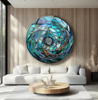 My Photostation.com 10''(25cm) Diameter Ocean Vortex Spiral Round Glass Wall Art Tempered Glass Printing Wall Decor Large Wall Art Wall Hangings