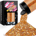 Estanoite Holographic Chunky Glitter, 160G/5.64OZ Craft Glitter for Resin, Metallic Iridescent Chunky Glitter Sequin Flake, Cosmetic Glitter for Makeup Body Nail Face Eye, Glitter Tumbler (Autumn)