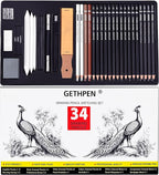 Sketch Pencils for Drawing,34 Pcs,Graphite Pencil (14B-4H), Charcoal Pencil,With Graphite Sticks, Erasers and Sharpener, Art Pencils for Sketching,Artist Set for Beginners and Professionals