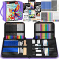133 PCS Art Supplies Sketching Kit, Pro Drawing Pencils with Sketchbook, Coloring Book, Watercolor Pad, Black Paper Pad, Colored Graphite Charcoal Watercolor & Metallic Pencils for Artists Adults Kids