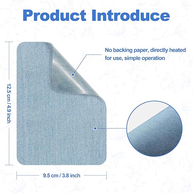 Iron on Patches for Clothes, 20 Pieces Denim Patches for Inside Jeans 3.7" by 4.9", 100% Cotton Fabric Patches for Clothes, Pants, Jeans Repair Kit (9.5 cm x 12.5 cm)