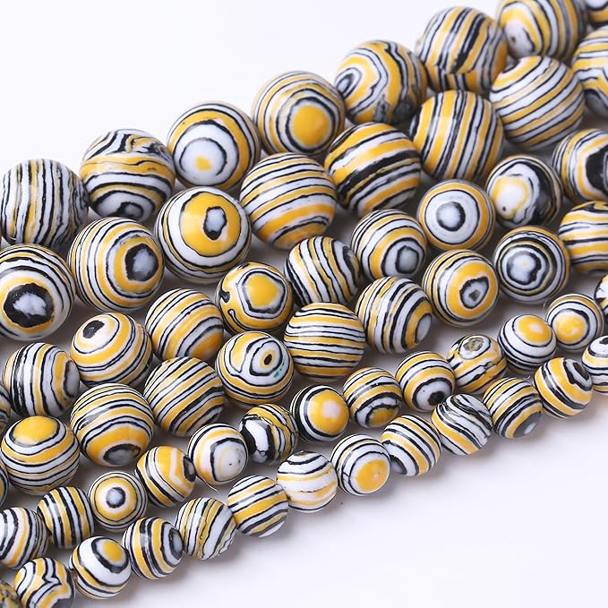 32PCS 12MM Yellow Malachite Beads Stone Beads Energy Healing Beads for DIY Jewelry Bracelet Necklace Making for Jewelry Making 15Inch