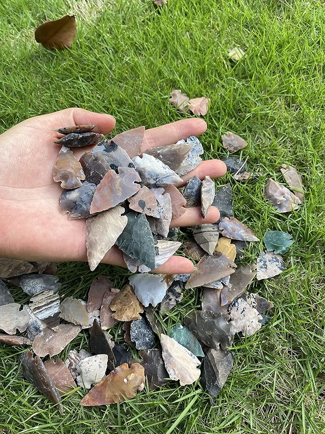50 PC Lot Flint Arrowhead OH Collection Project Spear DIY Points arrowheads