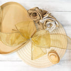 CT CRAFT LLC Sheer Organza Wired Ribbon 2.5" x 50Yards Tan (Gold) for Wedding Chair Bow Flora Bouquet Gift Wrapping Christmas Tree Home Decor Wreath