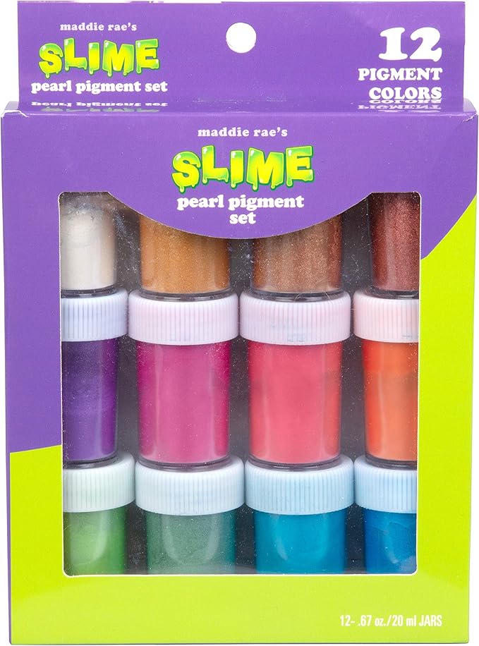 Maddie Rae's Slime Pearl Pigment Powder - 12 Mica Powder Colors - XL (6 Grams each Package), Great for Slime, Soap Making, Candle Making, Bath Bomb Dye Colorant