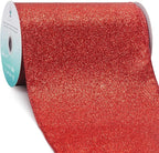 CT CRAFT LLC Glitter Wired Ribbon 6" x 10 Yards Red for Christmas Home Decor Bow Gift Wrapping DIY Crafts Wreath