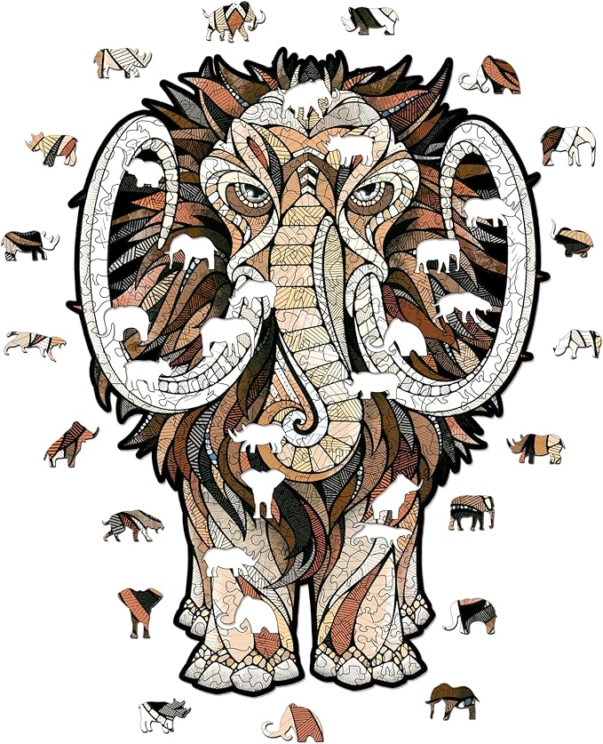 Mastodon S Wooden Puzzle for Adults - A 80-Piece Prehistoric Giant Ready to Adorn Your Living Space with Its Majestic Presence