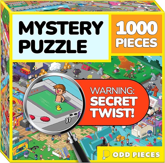 Odd Pieces Jigsaw Puzzles 1000 Pieces - Magic Mystery Story Secret Ending Puzzle - Perfect Game Night for Adults & Kids - Pixel Art Gamer Movie TV Show Superhero Theme (Glitch)