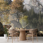 wall26 - Wolf Near a Lake in a Rocky Mountain Landscape. - Removable Wall Mural | Self-Adhesive Large Wallpaper - 100x144 inches