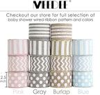 MEEDEE Burlap Ribbon with White Chevron Pattern - 2.5 Inch Wired Ribbon for Cakes, Wreaths, Rustic Decor, Baby Showers, Beach Parties, Farmhouse Gifts - 10 Yards
