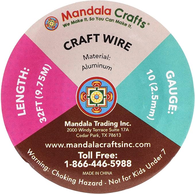 Mandala Crafts 10 Gauge Anodized Aluminum Craft Wire for Jewelry Making - 32 FT Colored Flexible Light Brown Wire - Bendable for Bonsai Armature Crafting Sculpting
