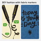 ARTISTRO 2 Black Dual-Tip Fabric Markers - Fabric Decorating Kit - Permanent for Clothes - Acrylic Paint Pens for Sneakers, Bags, Shoes, Textile, Canvas, Sewing, Craft, Laundry - Brush and Fine Tip