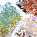 A5 Size Colorful Foil Textured Fabric Art Paper Scrapbooking Decorative, 20 Sheets Sparkle Metallic Lace Mesh for Crafts, Junk Journaling Supplies, Card Making, Collage