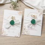 PONATIA 50 Pcs Emerald Green Wax Seal Stickers - Self- Adhesive Wedding Seal Stickers, Perfect for Invitation Cards, Envelopes Christmas Cards, Gift Wrapping, Party Menu Decor