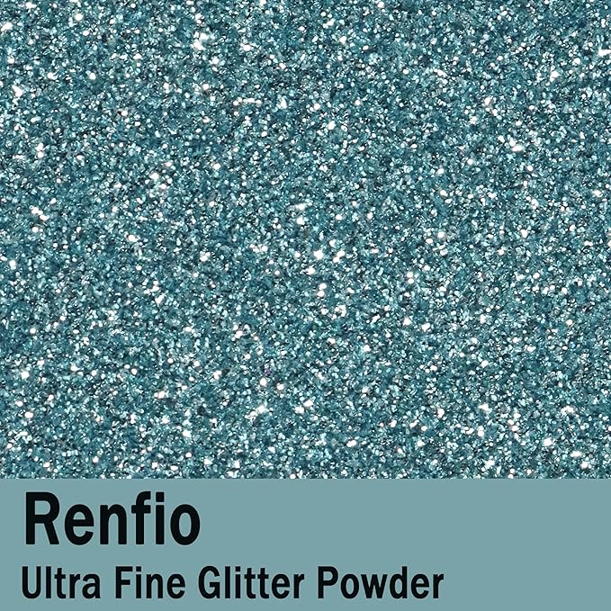 Renfio Ultra Fine Glitter Powder Metallic Resin Glitter 2.11 Oz (60g) PET Flakes Crafts Sequins 1/128" 0.008" 0.2mm Epoxy Chips Flakes for Tumblers Slime Decoration - Azure