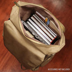 ENHANCE Venture Canvas DnD Backpack - RPG DM Bag for Dungeons and Dragons with Removable Dice Tray - Travel DnD Bag fits 4-6 Books Upright, 17" Laptop/DM Screen Slot, Luggage Slot, Chest and Map Strap