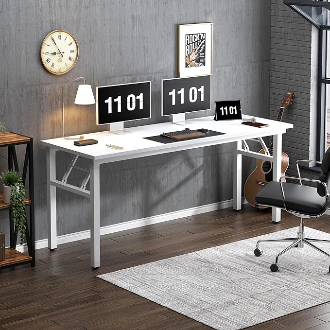Need Computer Desk Office Desk 62 inches Folding Table with BIFMA Certification Computer Table Workstation, White AC5DW-157