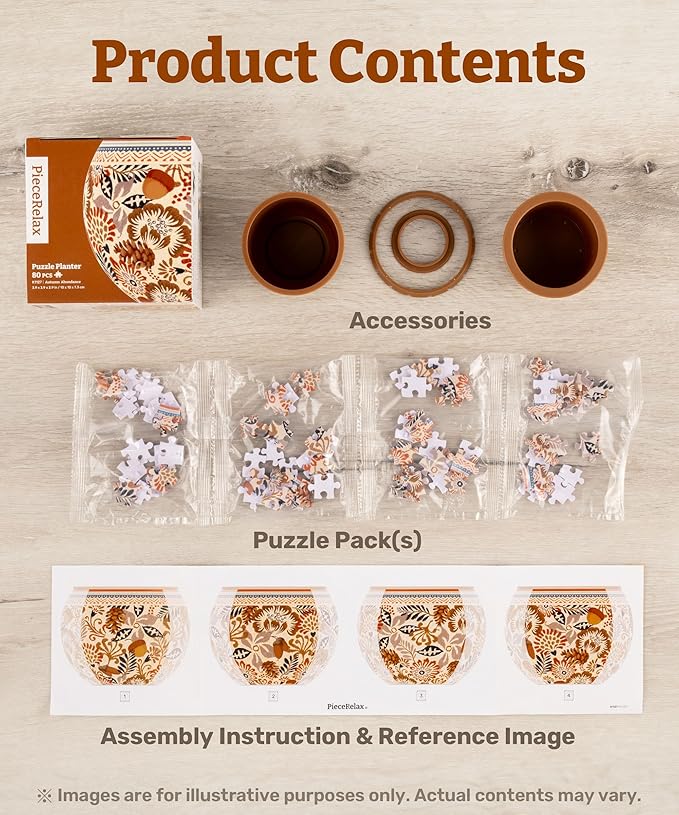 PieceRelax 3D Puzzle Planter 80 Pieces - Daisy Breeze, Home Decor Flower Pots for Indoor Cactus, Succulents Pots [K1129]