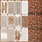 12-Piece Reusable Honeycomb Polka Dot Geometry Pattern Mixed Media Stencils for Painting on Wood, Paper, Cookie, Cake, Journal