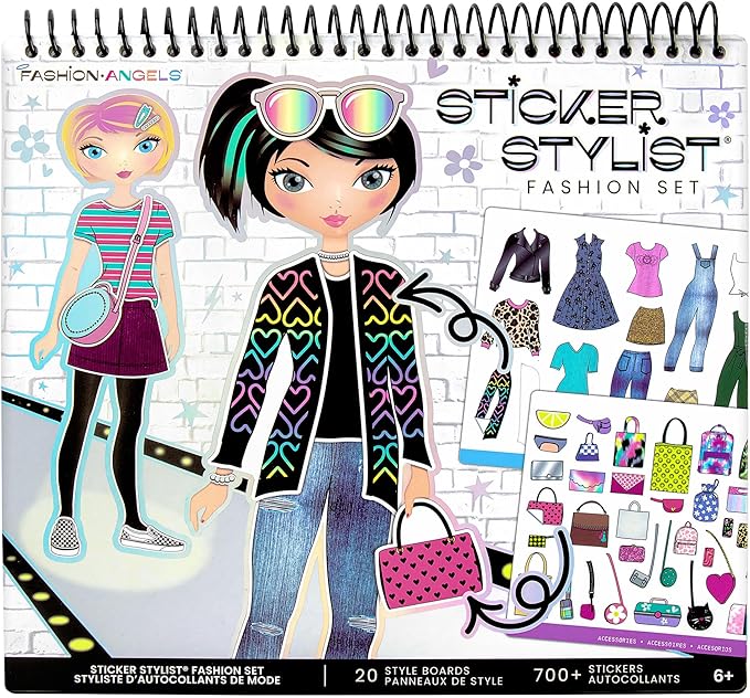 Fashion Angels Sticker Stylist 12544, Fashion Design Sticker by Number Activity Book, For Kids 6 and Up