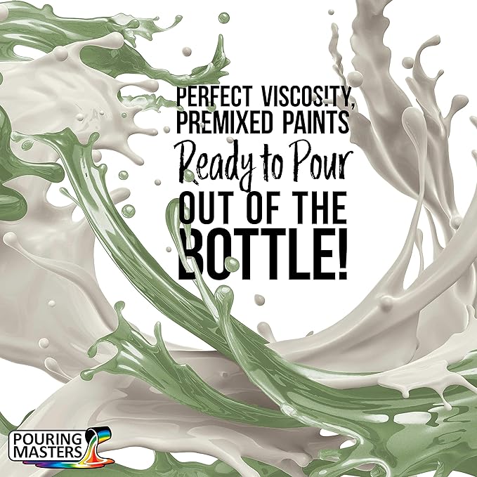 Pouring Masters Agave Green Metallic Pearl Ready to Pour Acrylic Pouring Paint - Premium 32-Ounce Pre-Mixed Fluid Acrylic Paint - Fluid Art Supplies for Canvas, Wood, Paper, Tile & Rocks