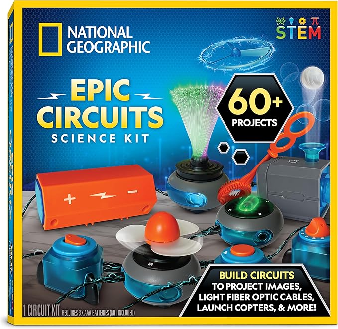 Blue Marble National Geographic Circuit Maker Kit - Electronics Kit for Kids with 60 Electrical Circuit Projects, Electric Circuit STEM Toy, Electronic Projects, Electrical Circuit Kit for Kids