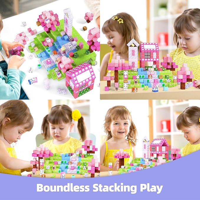 GobiDex 100PCS Magnetic Blocks Kid Building Toys for 3+ Years Old Girls, Upgraded STEM Sensory Gifts for Princess, Kids Magnets Game for Toddler