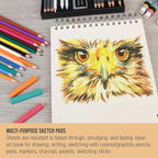 U.S. Art Supply 9”x12 Premium Heavy-Weight Paper Spiral Bound Sketch Book: 90 Pound (160gsm), 30-Sheet Drawing Pad (2 Pack)