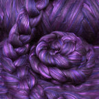 Merino Silk Luxe Tonal Designer Blend. Superfine Merino, Mulberry Silk, Tussah Silk. Top Roving for Spinning or Felting. Regal Amethyst 1oz