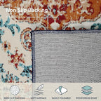 Lahome Bohemian Floral Medallion Round Rug - 6Ft Soft Rug for Living Room Washable Rug for Dining Room, Vintage Faux Wool Non Slip Cute Table Throw Carpet for Coffee Table Nursery Guest Room