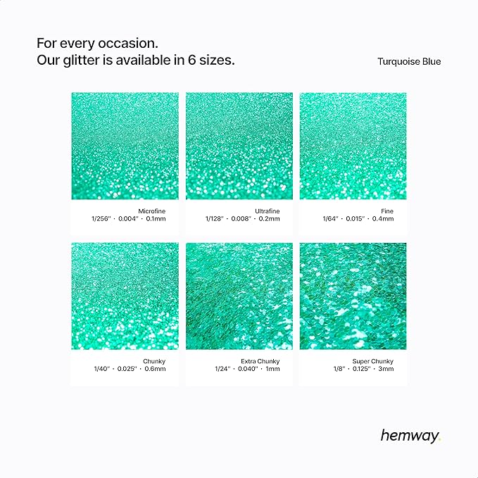 Hemway Polyurethane & Epoxy Resin Glitter 100g / 3.5oz Metallic Crystal Flake Additive for Flooring Jewelry Tumblers Glass Pigment - Chunky (1/40" 0.025" 0.6mm) - Turquoise Blue