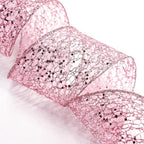 CT CRAFT LLC Sparkling Glitter Mesh Wired Ribbon 2.5" x 10 Yards Rose Gold for Christmas Home Decor Bow Gift Wrapping DIY Crafts Wreath