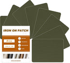 Iron on Patches, 8 Pieces Iron on Canvas Patches, Fabric Patches for Couch, Tent, Clothing, Seat, Canvas Repair Decorating Kit 3.7" by 4.9" (9.5 cm x 12.5 cm, Grass Green)