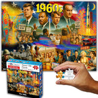 Think2Master 1960s 500 Pieces Large Format Jigsaw Puzzle: Kids 12+, Teens, Adults & Families. Travel Back in Time with The Nostalgic Collage. Great Gift. Size: 26.8” X 18.9”
