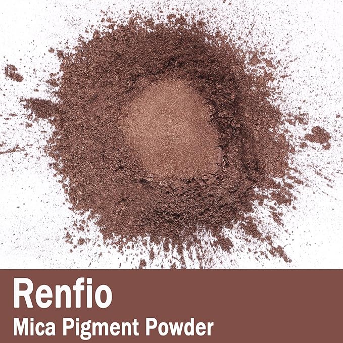 Renfio 100g Mica Powder Pigment, Metallic Natural Dye Mineral Pearl Shimmer Epoxy Resin Dye for Painting Soap Making Slime Bath Bombs 3.5 Oz - Royal Brown