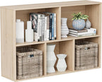 Wooden Cube Storage Organizer with Closed Back Panel, 11in Cube Shelf Opening, Bookshelf, Display Shelf,Closet Cabinet for Home and Office (White Oak, 5-Cube 35.98L*9.45W*24.09H)