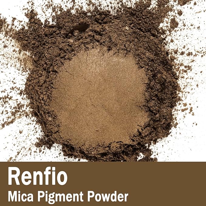 Renfio 100g Mica Powder Pigment, Metallic Natural Dye Mineral Pearl Shimmer Epoxy Resin Dye for Painting Soap Making Slime Bath Bombs 3.5 Oz - Coffee Brown