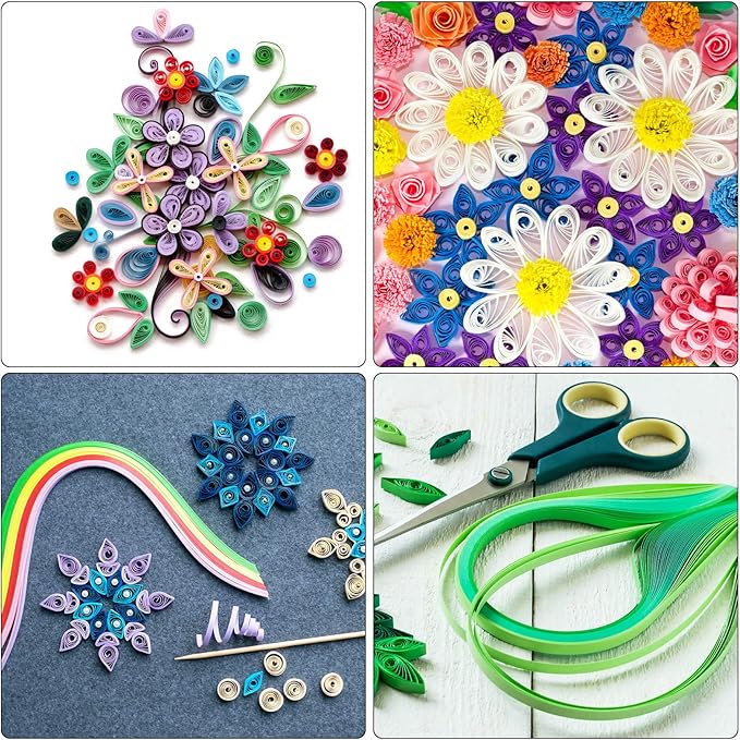 PATIKIL 360pcs Quilling Paper Strips Paper Flowers Quilling Kits 3/8"(10mm) Origami Paper for Adults Beginner Art Craft, 21"(54cm) Fluorescent Rose Pink