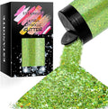 Holographic Chunky Glitter, 5.64oz/160g Extra Fine Glitter Powder Mixed Chunky Flake, Iridescent Sequins Bulk for Nail Art, Crafts Epoxy Resin, Festival Glitter for Party Decor (Dazzling Green)