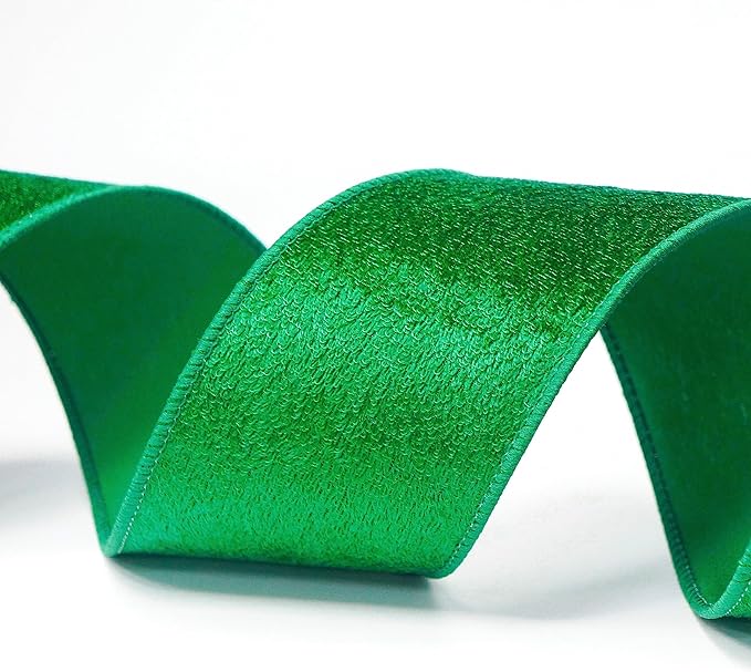 Green Velvet Ribbon 2.5 Inch x 10 Yards for Christmas Tree Topper Home Decoration Wreath Gift Wrapping DIY Craft